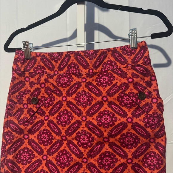 Ann Taylor Pink and Orange Patterned Pencil Skirt Size 00 - Picture 1 of 5